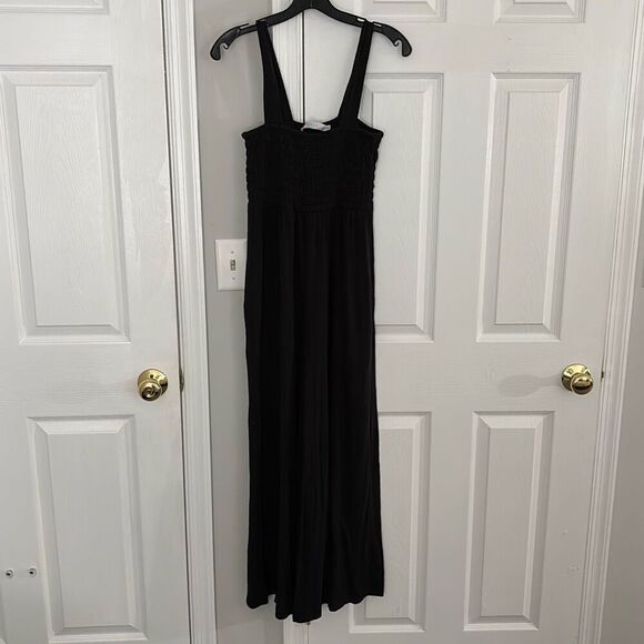 Free People Beach Homecoming Black Smocked Sleeveless Wide-Leg Jumpsuit size Sma - Picture 2 of 5